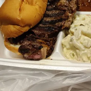 Ribeye steak sandwich meal