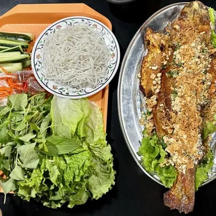 two plates of food on a table