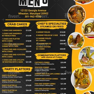 Seafood in the Buff Wheaton Menu... Fresh Seafood Everyday!!!