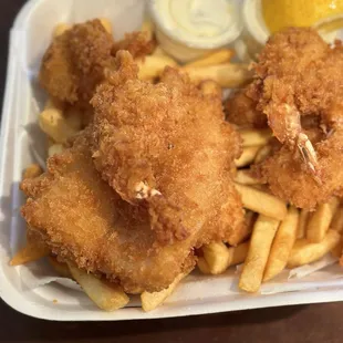 Fish and shrimp plate - tempura (breaded) ... yum!