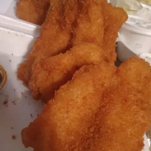 Battered fish fillet they were huge