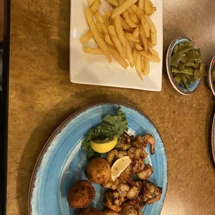 Blackened shrimp and scallops dinner