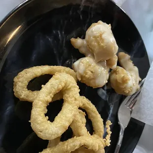 My share (1/3) of the calamari snd the coconut shrimp.