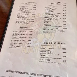 the menu
