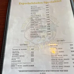 the menu