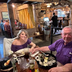 My filet, oysters, salad and baked potatoes!