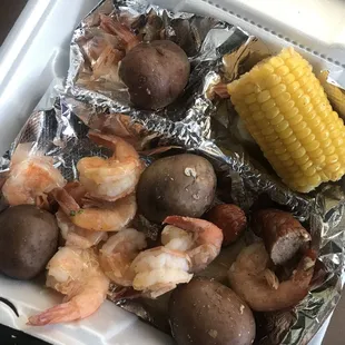 Cajun shrimp platter. Tasted like everything had just been boiled and placed in tray