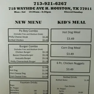 menu