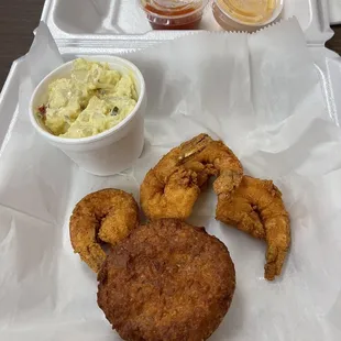 4 shrimp 1 crab cake