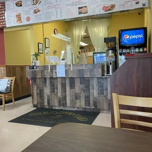 the inside of a restaurant