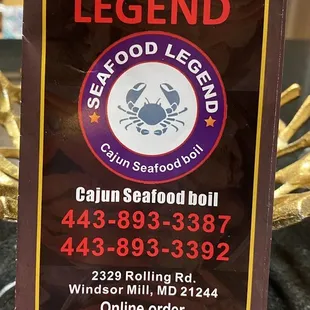 a sign for seafood legend