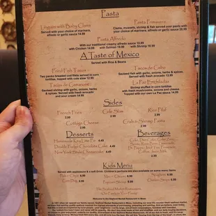 menu