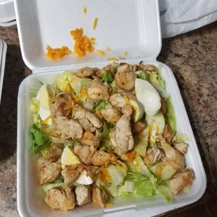 Salad was a large wonderful portion. (Side note no tomatoes)