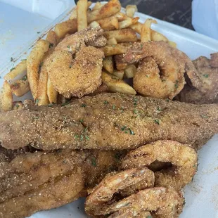 Fish,shrimp and fries