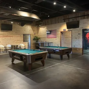 Pool tables, and a dart board