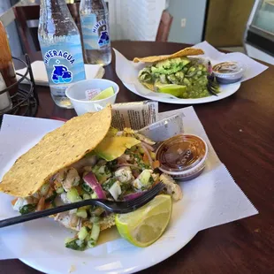 Tostada de ceviche camaron (shrimp) curtido. Tostada de aguachiles.