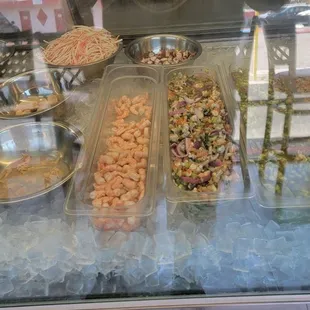 a variety of food items on display