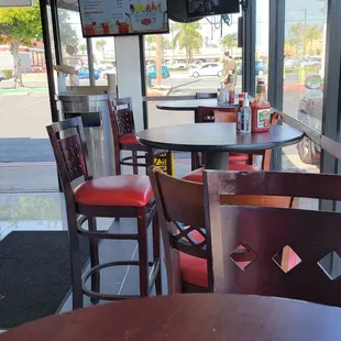 tables and chairs in a restaurant