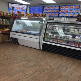 a large display case in a store