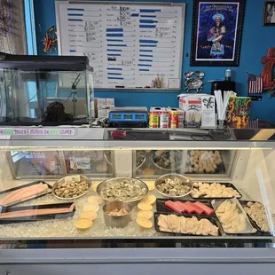 The fishmonger counter on the Seller side of the Seafood Seller &amp; Café.