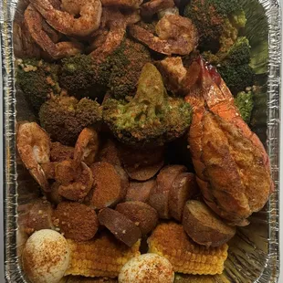 Grilled Lobster Tail and Shrimp Platter