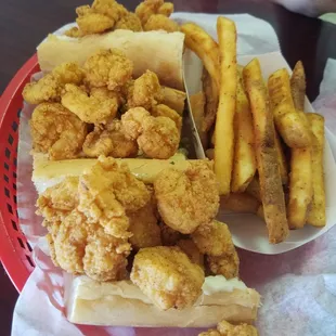 Enjoying shrimp poboy