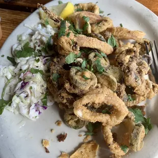Fried calamari and jalapeños