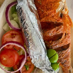 Red snapper a la diabla. I ordered a small one.