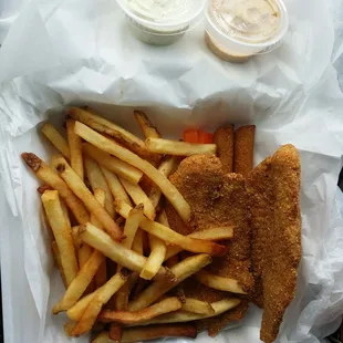 Ordered a 2 piece catfish, fries, hushpuppies for 7 bucks at lunch time. Catfish had no taste.