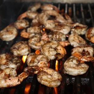 hrimp cooking on a grill