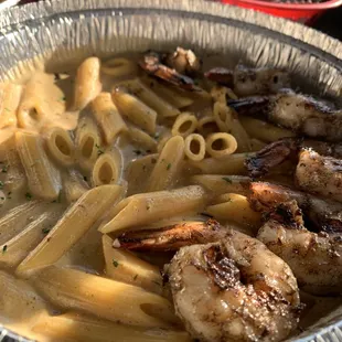 6pc Shrimp (grilled) over Rasta Pasta