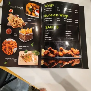 the menu of a restaurant