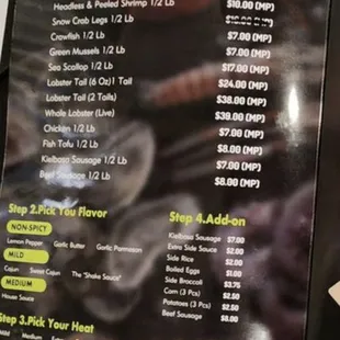 They scribbled out menu with a sharpie to raise the price of crab legs by $4.