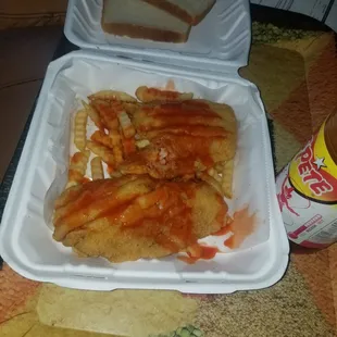 And drowned in Texas Pete!