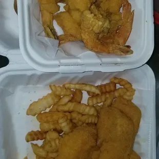 Flounder + 1 pound of jumbo shrimp. Shrimp deveined dorsal and underneath.