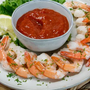 Cocktail shrimp is the perfect snack for hot summer nights! We offer mild or spicy cocktail sauce for purchase.