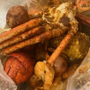 Snow Crab and Headless Shrimp lobster tail