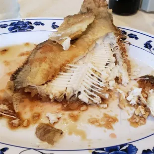 Tried to eat the deep fried whole fish, but it was not prepared well.  Bones not crispy.