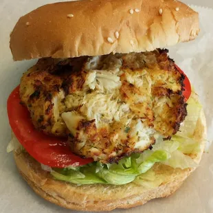 Broiled crab cake sandwich...yum!!