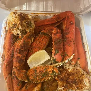 Crab and shrimp tray house special sauce yum!