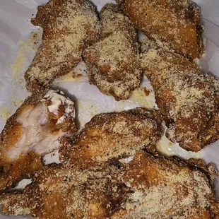 Dry rub garlic parmesan wings, looks overwhelming, but, is on point!