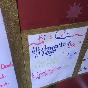 a menu for a restaurant