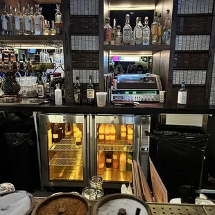 Record Player and Tuner behind the bar
