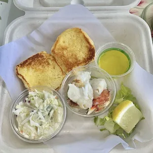 Chilled Crab Plate - Dungeness crab meat with lemon garlic butter, pineapple coleslaw, &amp; a hot roll $22