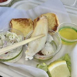 Chilled Crab Plate - Dungeness crab meat with lemon garlic butter, pineapple coleslaw, &amp; a hot roll $22
