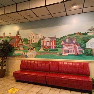 Mural of historic buildings in Lancaster, SC