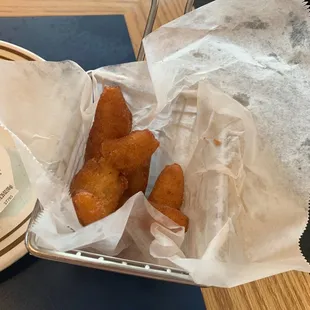 Complimentary hush puppies w/honey butter yumm