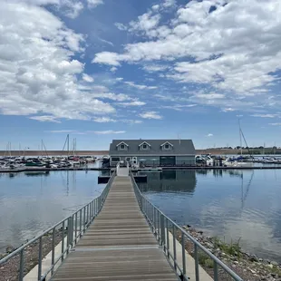 Restaurant is inside the marina. This is the view from the parking lot.