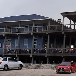 Beach view of restaurant.
