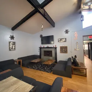 the living room and dining area